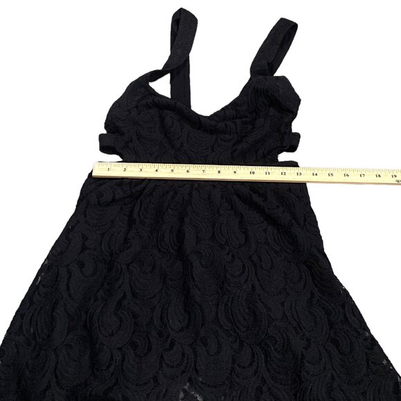 Free People Dress Womens 6 Black Lace V Back Sleeveless Mini TURN TIME BACK Y2K - Picture 7 of 16